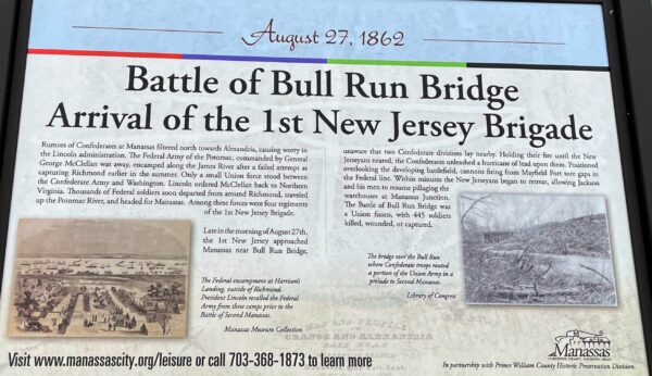 BATTLE OF BULL RUN  BRIDGE ARRIVAL OF 1ST NEW JERSEY BRIGADE MEMORIAL PANEL
