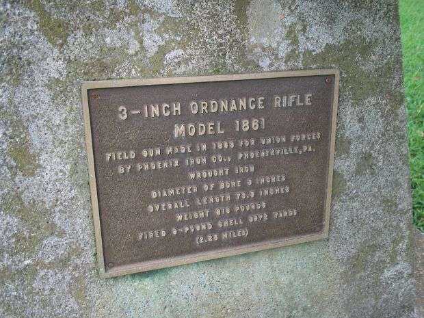 3-INCH ORDNANCE RIFLE MEMORIAL CANNON PLAQUE