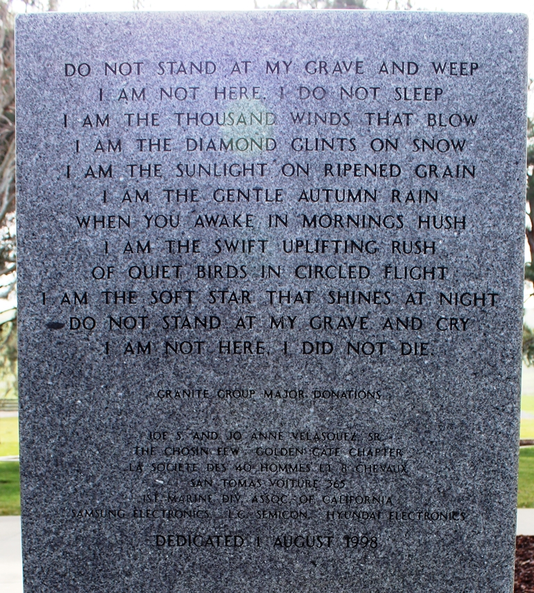 THE REMEMBRANCE MEMORIAL FOR CALIFORNIA KOREAN WAR VETERANS STONE B