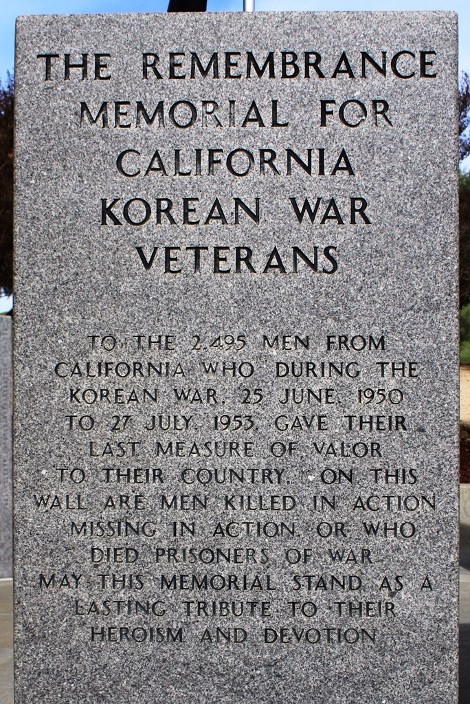 THE REMEMBRANCE MEMORIAL FOR CALIFORNIA KOREAN WAR VETERANS STONE A
