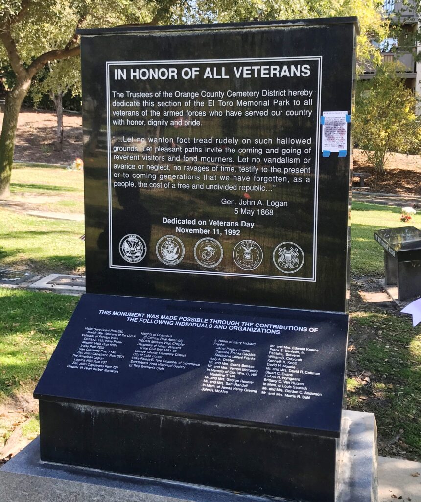 LAKE FOREST IN HONOR OF ALL VETERANS MEMORIAL