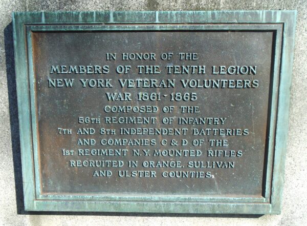 TENTH LEGION NEW YORK VETERANS VOLUNTEERS MEMORIAL PLAQUE