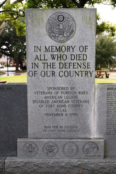 FORT BEND COUNTY SUPREME SACRIFICE WAR MEMORIAL CENTER STONE