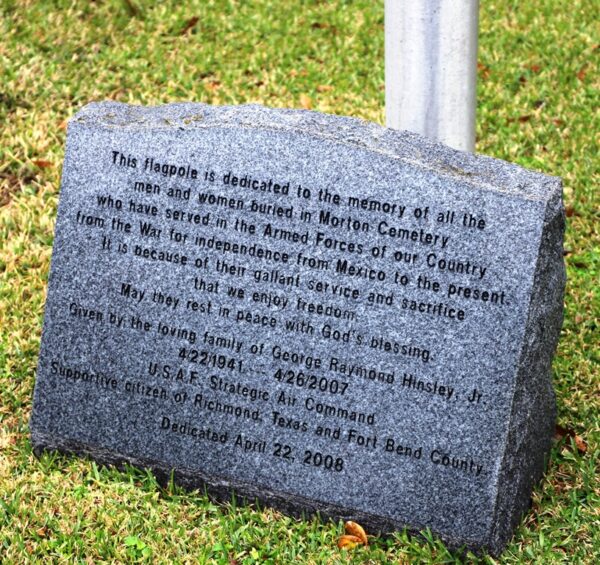 MORTON CEMETERY VETERANS FLAGPOLE MEMORIAL STONE