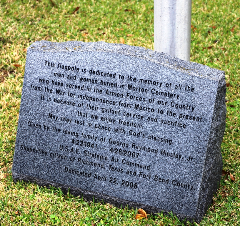 MORTON CEMETERY VETERANS FLAGPOLE MEMORIAL STONE