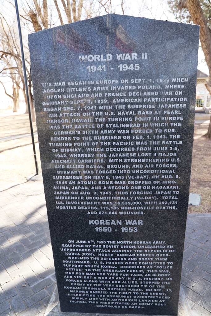 DALLAM/HARTLEY VETERANS MEMORIAL STONE F