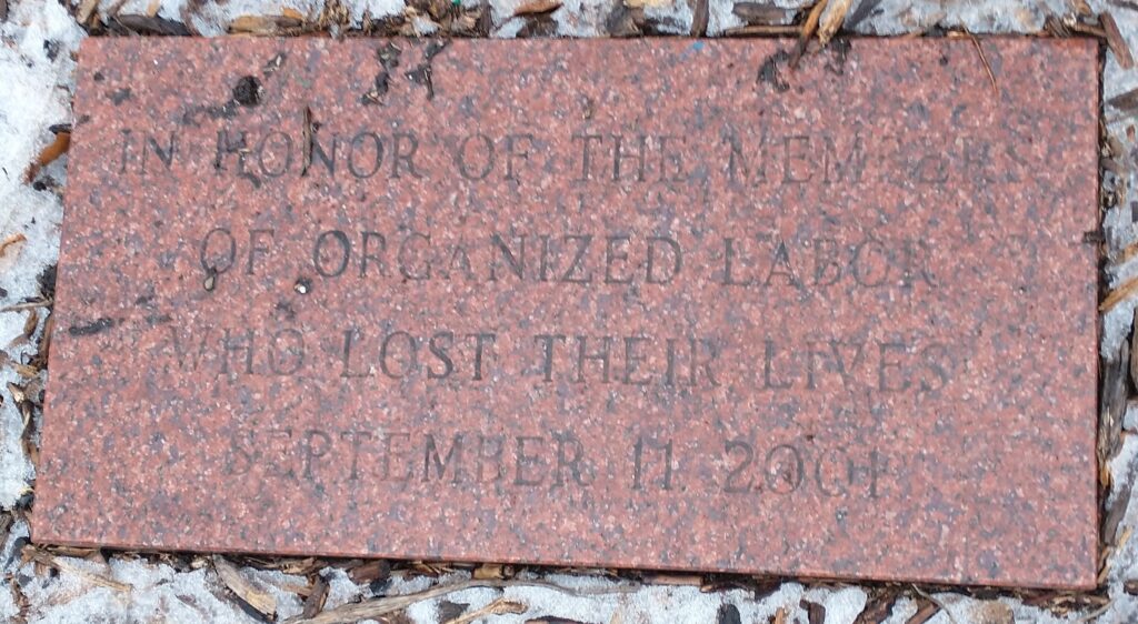 ORGANIZED LABOR SEPTEMBER 11, 2001 MEMORIAL PAVER