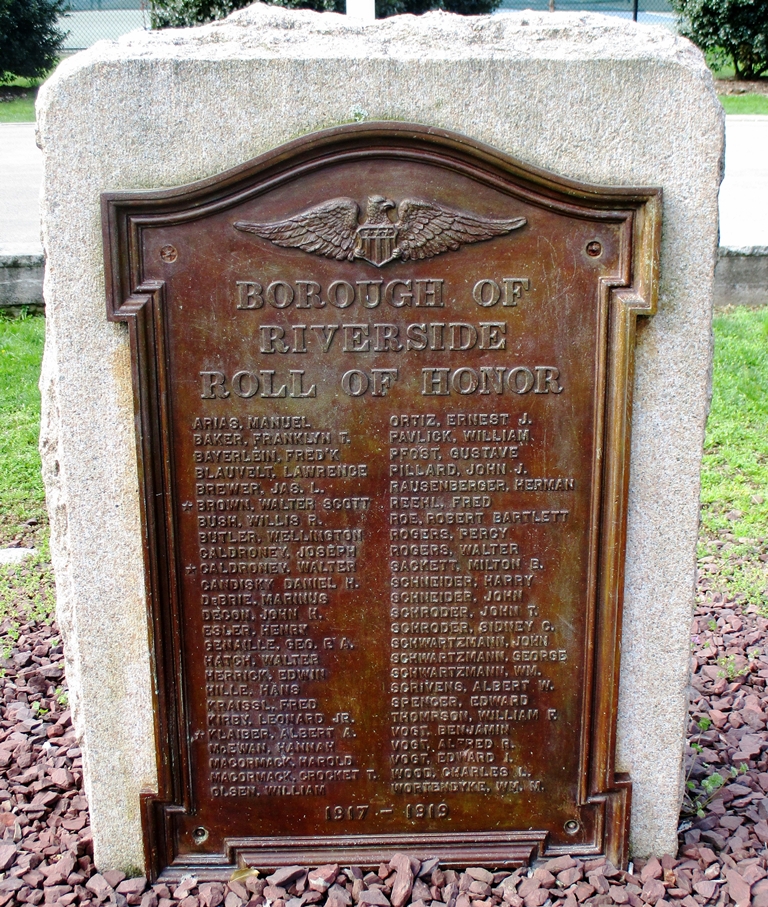 BOROUGH OF RIVERSIDE ROLL OF HONOR WAR MEMORIAL