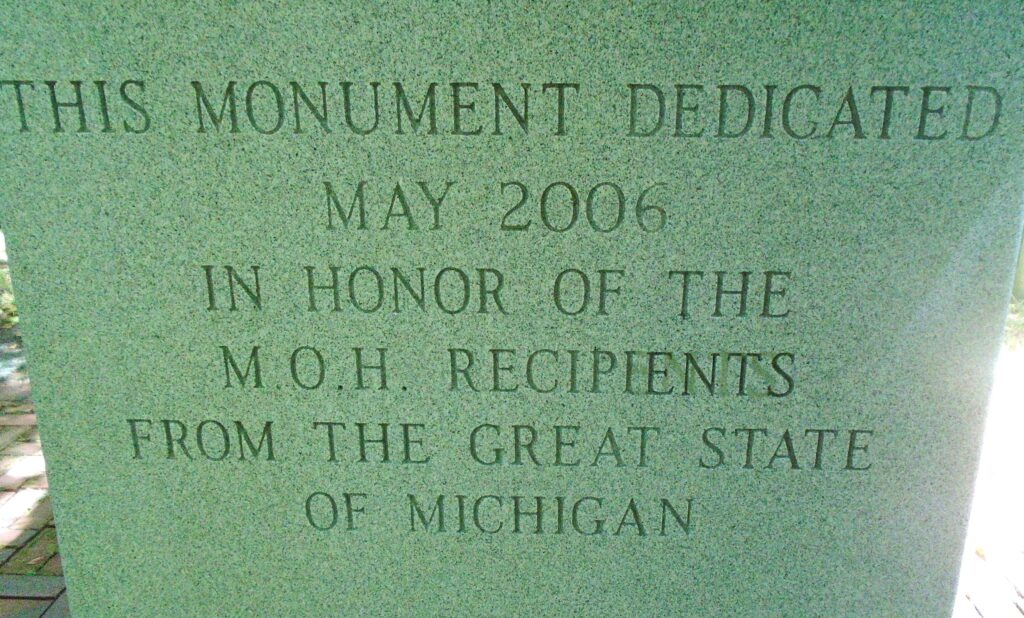 MICHIGAN MEDAL OF HONOR RECIPIENTS WAR MEMORIAL STONE