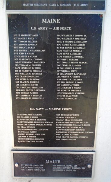 MAINE MEDAL OF HONOR RECIPIENTS WAR MEMORIAL PLAQUE