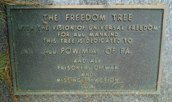THE FREEDOM TREE ALL POW/MIA OF PA MEMORIAL PLAQUE