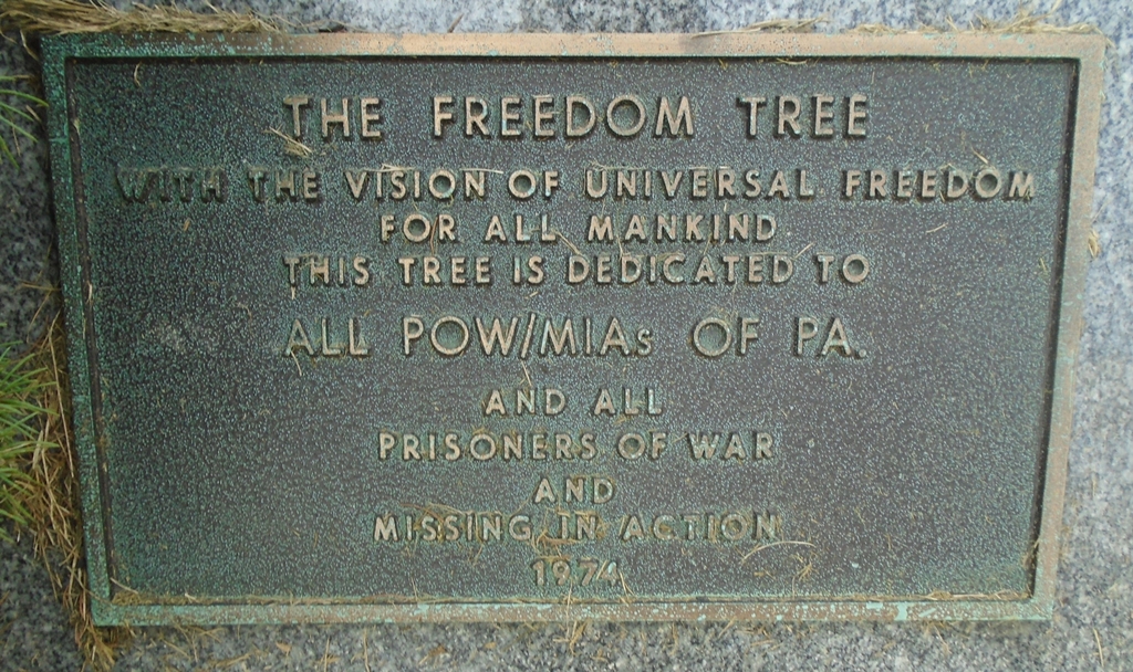 THE FREEDOM TREE ALL POW/MIA OF PA MEMORIAL PLAQUE