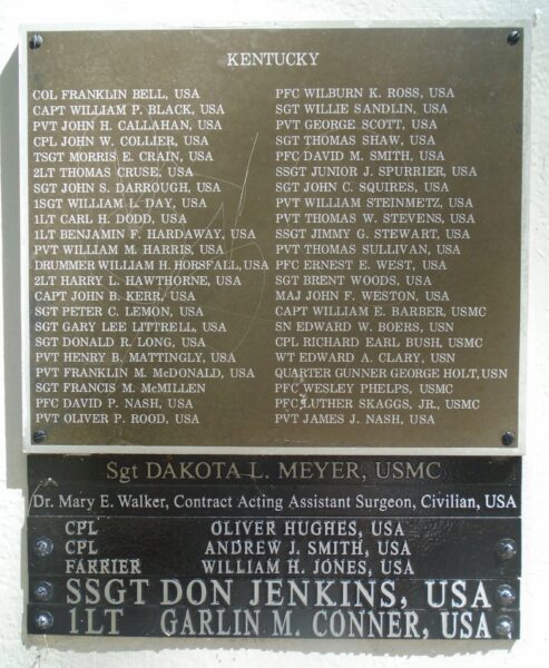 KENTUCKY MEDAL OF HONOR RECIPIENTS WAR MEMORIAL PLAQUE