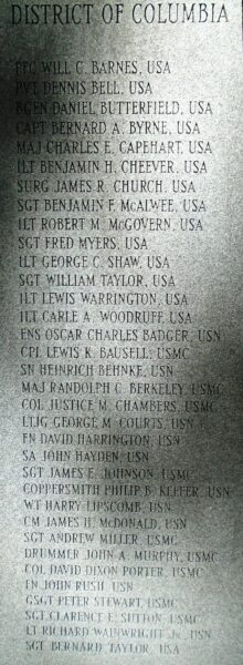 DISTRICT OF COLUMBIA MEDAL OF HONOR RECIPIENTS MEMORIAL HONOR ROLL