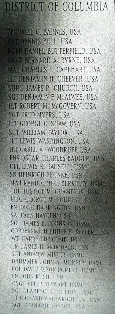 DISTRICT OF COLUMBIA MEDAL OF HONOR RECIPIENTS MEMORIAL HONOR ROLL
