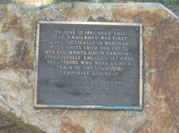 RAILROAD FIRST USED TACTICAlLY IN WARFARE MEMORIAL PLAQUE
