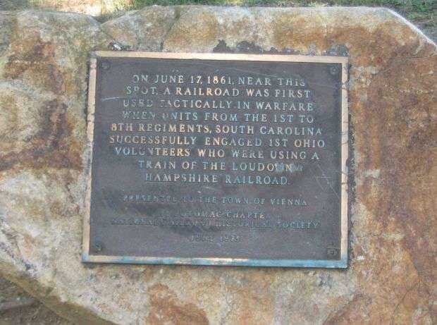 RAILROAD FIRST USED TACTICAlLY IN WARFARE MEMORIAL PLAQUE