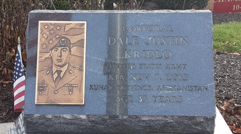 CORPORAL DALE JUSTIN KRIDO WAR MEMORIAL