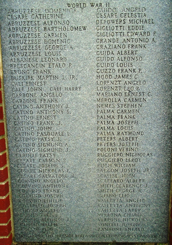 WEST BANGOR WORLD WARS MEMORIAL STONE C
