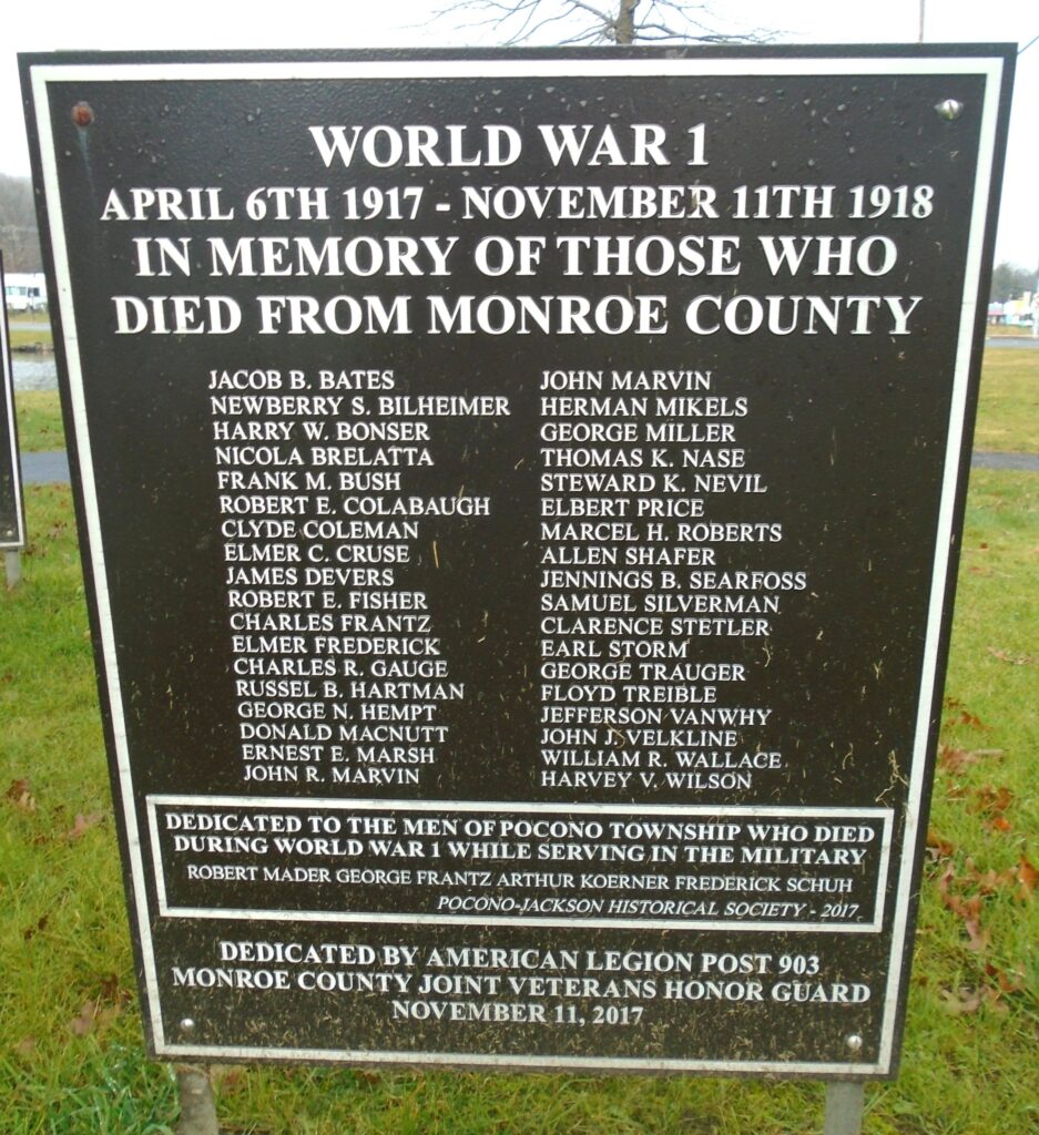 MONROE COUNTY SUPREME SACRIFICE WORLD WAR I MEMORIAL PLAQUE
