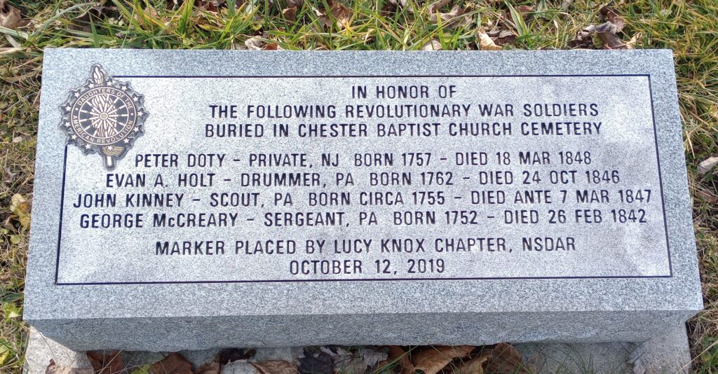 CHESTER BAPTIST CHURCH CEMETERY REVOLUTIONARY SOLDIERS MEMORIAL