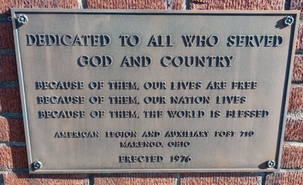 AMERICAN LEGION POST 710 VETERANS MEMORIAL PLAQUE