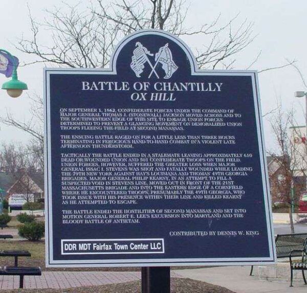BATTLE OF CHANTILLY OX HILL MEMORIAL MARKER