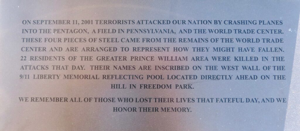 PRINCE WILLIAM COUNTY SEPTEMBER 11, 2001 MEMORIAL PLAQUE
