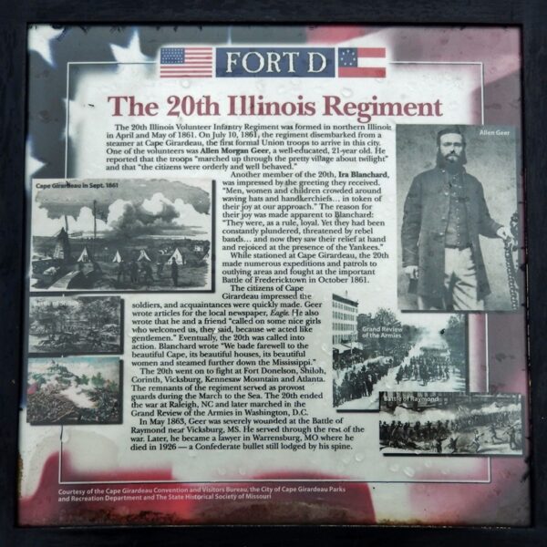 THE 20TH ILLINOIS REGIMENT WAR MEMORIAL PLAQUE