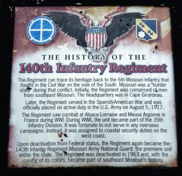 140TH INFANTRY REGIMENT WAR MEMORIAL PLAQUE