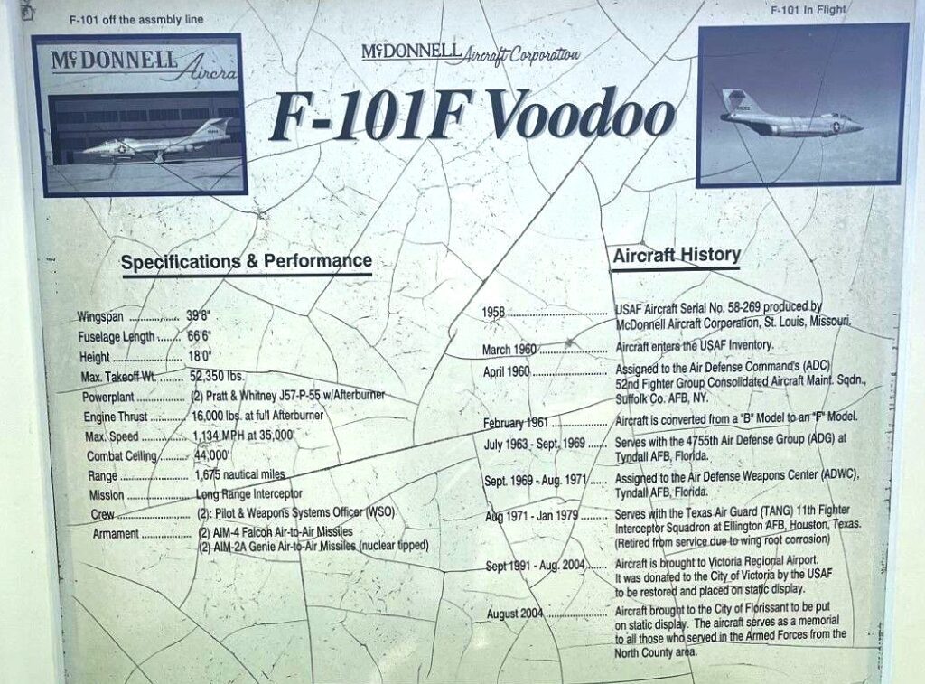 F-101F VOODOO MEMORIAL AIRCRAFT MARKER