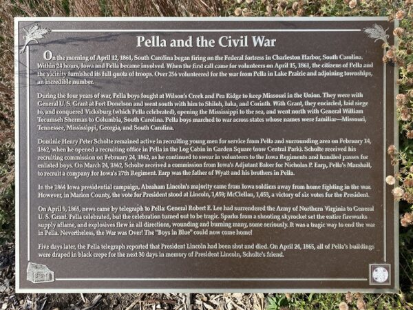PELLA AND THE CIVIL WAR MEMORIAL PLAQUE