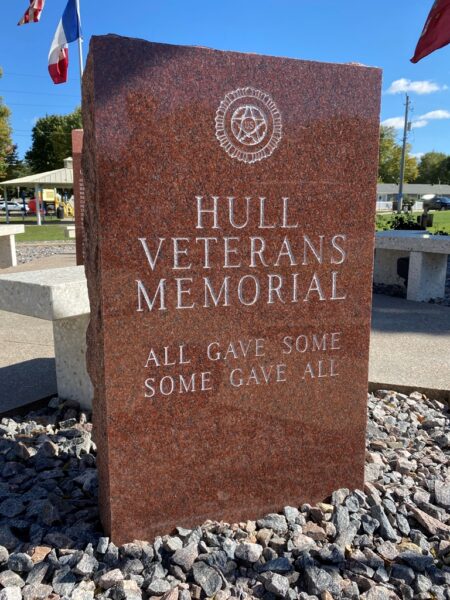 HULL VETERANS MEMORIAL STONE A