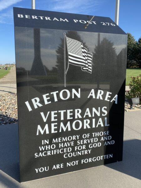 IRETON AREA VETERANS MEMORIAL STONE A