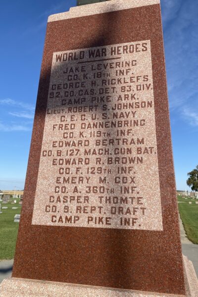 IRETON CEMETERY WAR VETERANS MEMORIAL SIDE C