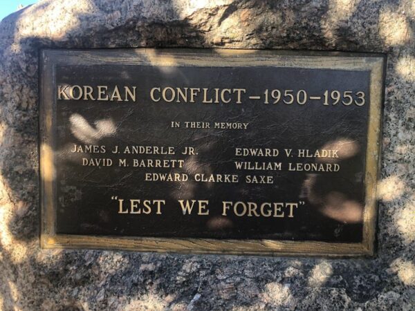 RIVERSIDE, IL KOREAN CONFLICT WAR MEMORIAL PLAQUE