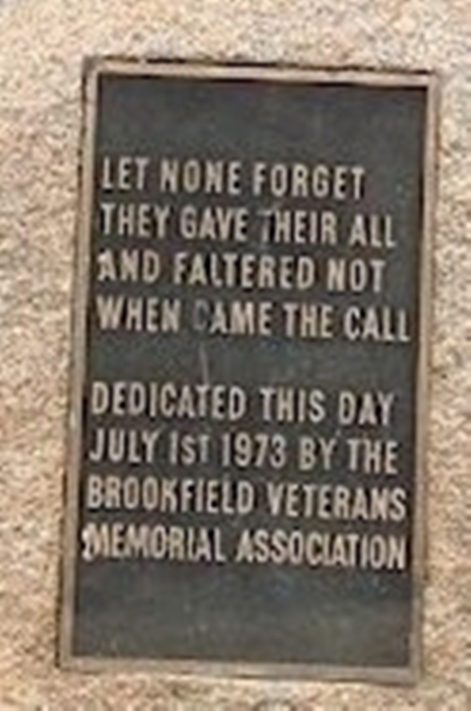 BROOKFIELD VETERANS MEMORIAL CIRCLE PLAQUE