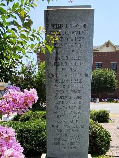 WEDOWEE WAR VETERANS MEMORIAL SIDE C