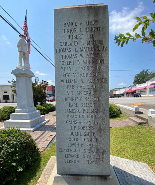 WEDOWEE WAR VETERANS MEMORIAL SIDE B