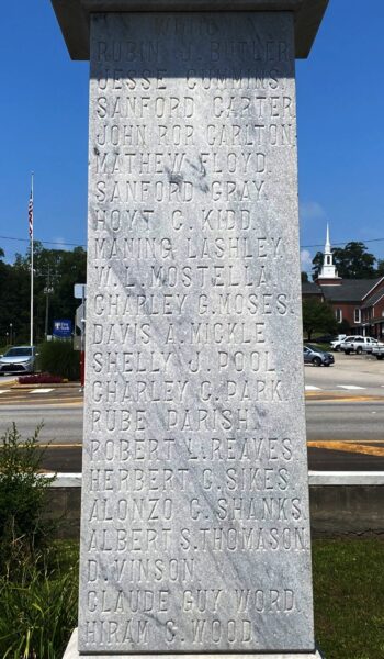 WEDOWEE WORLD WAR MEMORIAL SIDE B
