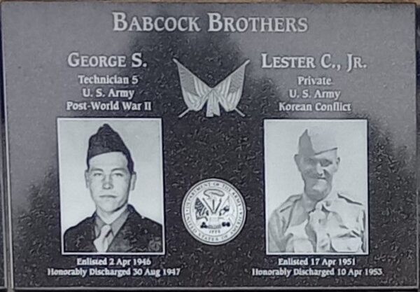 BABCOCK BROTHERS WAR MEMORIAL PLAQUE