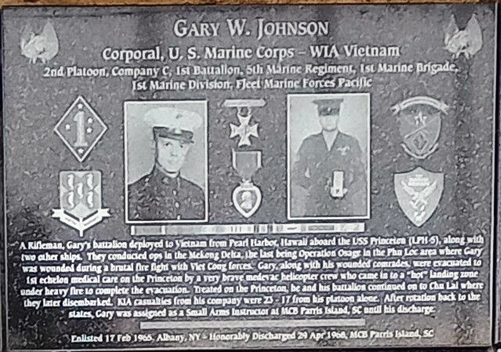 GARY W. JOHNSON WAR MEMORIAL PLAQUE