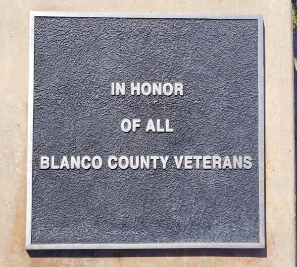 BLANCO COUNTY VETERANS MEMORIAL CANNON PLAQUE