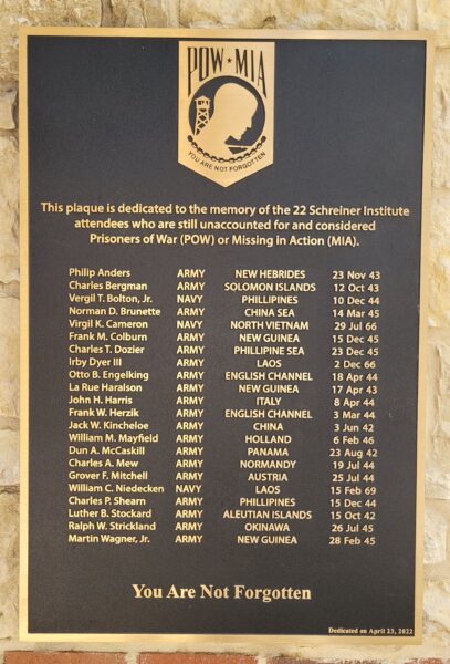 SCHREINER INSTITUTE POW MIA WAR MEMORIAL
