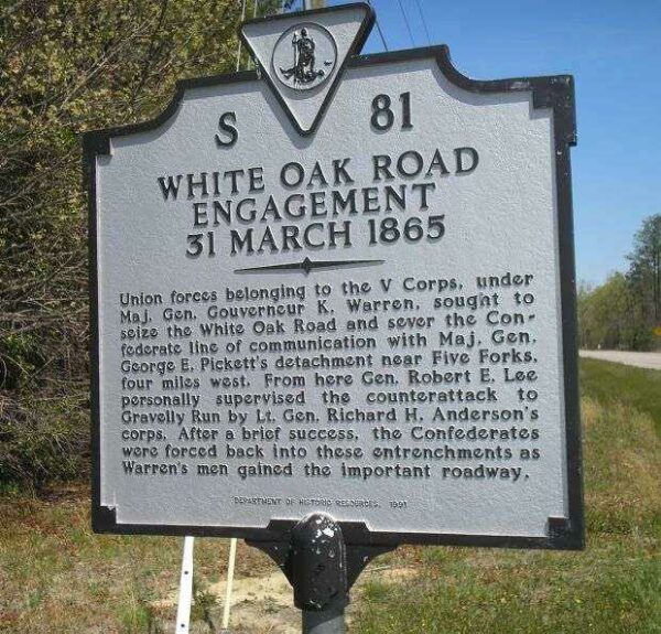 WHITE OAK ROAD ENGAGEMENT WAR MEMORIAL MARKER