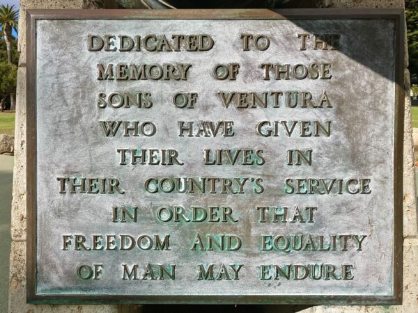 VENTURA SUPREME SACRIFICE VETERANS MEMORIAL PLAQUE A