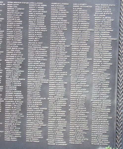 MOORESVILLE MILLS ROLL OF HONOR MEMORIAL PLAQUE CLOSEC-UP B