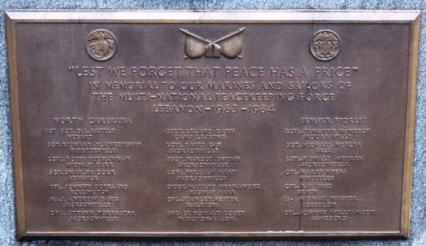 “LEST WE FORGET THAT PEACE HAS A PRICE” MEMORIAL PLAQUE
