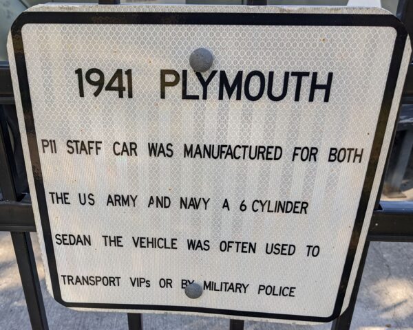 1941 PLYMOUTH MEMORIAL PLAQUE