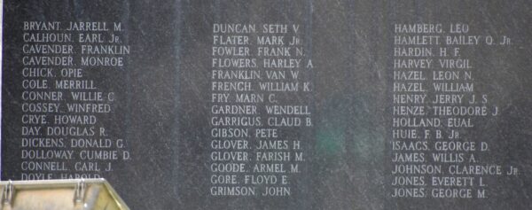 FAULKNER COUNTY ULTIMATE SACRIFICE VETERANS MEMORIAL PLAQUE B